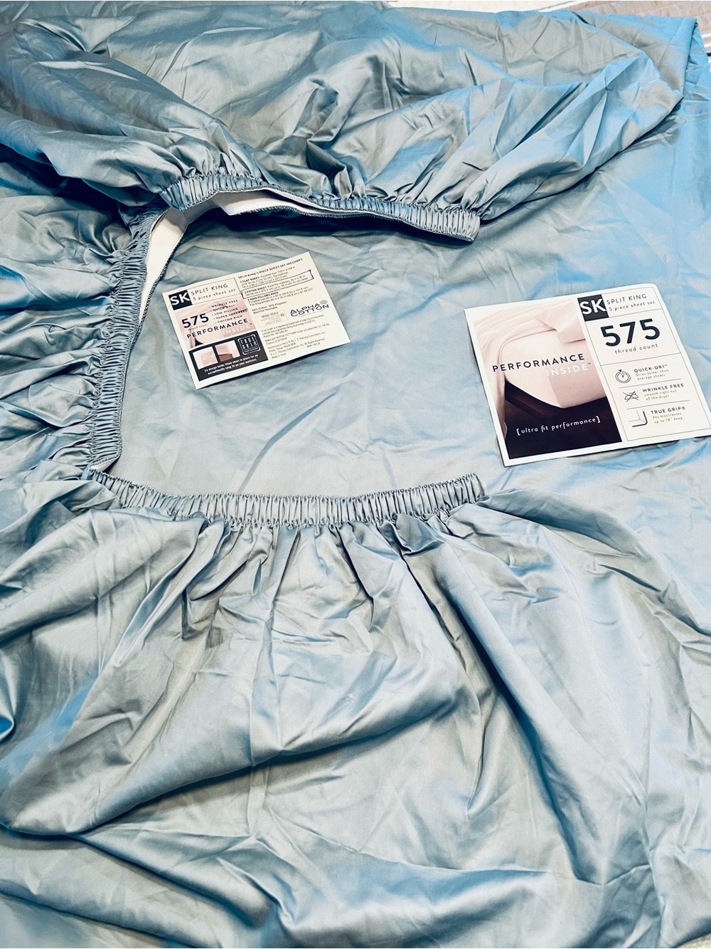 Twin Deep Pocket Fitted Performance Sheets Two Stone Blue NWT